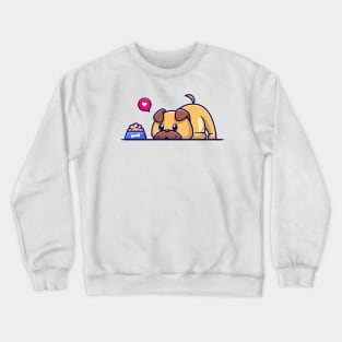 Cute Pug Dog Smelling Food Cartoon Crewneck Sweatshirt